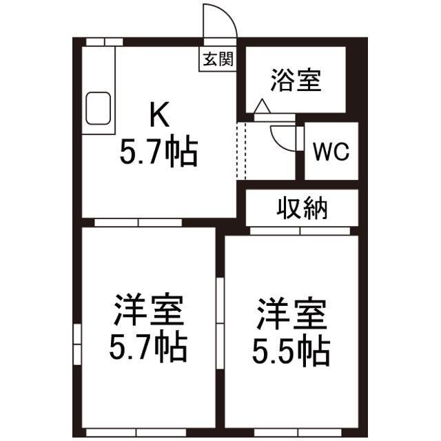 ハイツ 友成 C(2DK/1階)の間取り写真