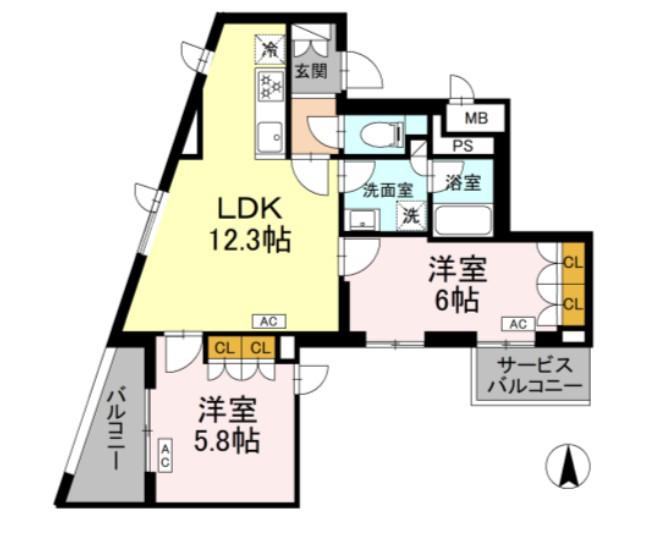 ロイジェント上板橋(2LDK/5階)の間取り写真