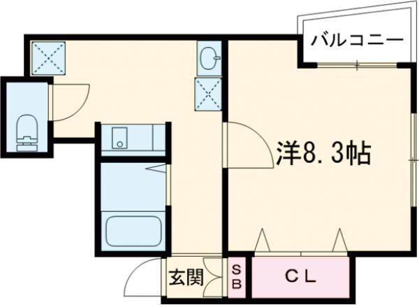 アコルデパルク花隈(1DK/2階)の間取り写真