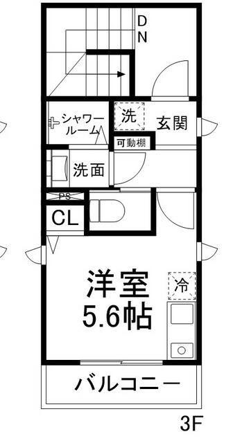MOE吉野町参番館(ワンルーム/3階)の間取り写真