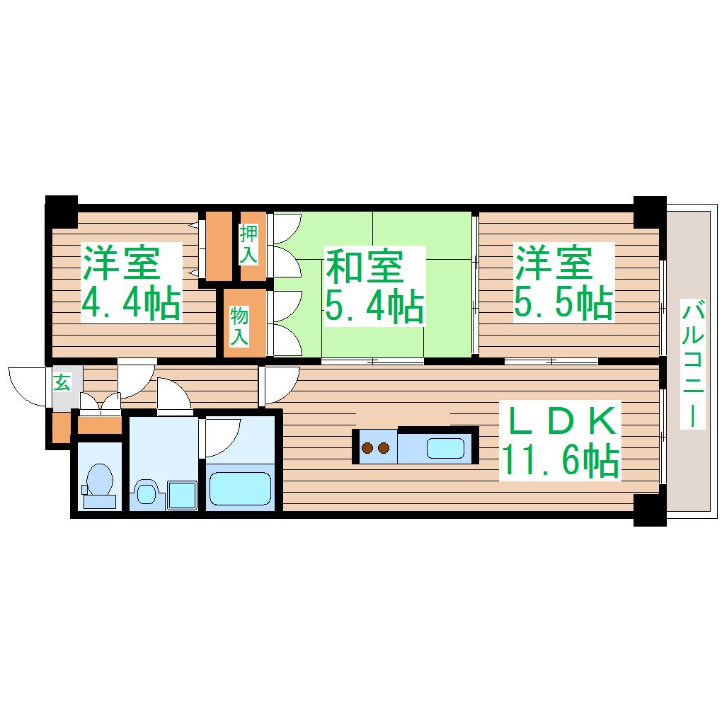 F・シャルマン(3LDK/4階)の間取り写真