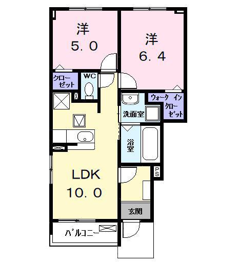 カーサみやびVII(2LDK/1階)の間取り写真