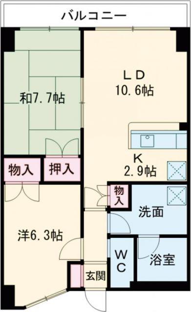 東加古川ミオ(2LDK/4階)の間取り写真