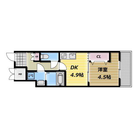 GARDENIA高井田(1DK/8階)の間取り写真