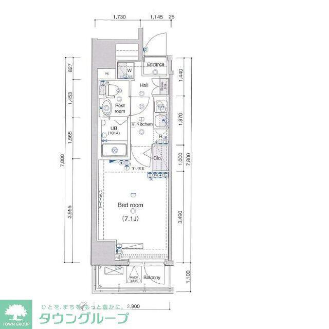 アルテシモトランザ(1K/4階)の間取り写真