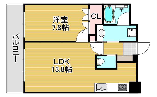 リーガルタワー福島(1LDK/9階)の間取り写真