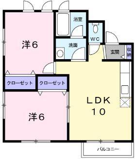 シャトレット美和(2LDK/1階)の間取り写真