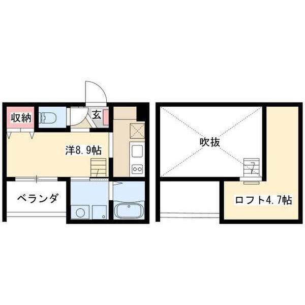 マイルストーン(ワンルーム/2階)の間取り写真