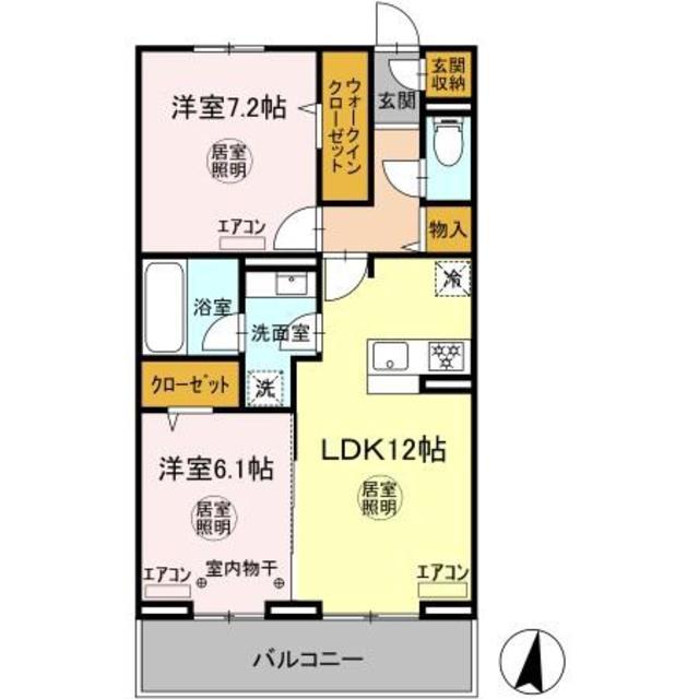 GARDEN GRACE(2LDK/3階)の間取り写真