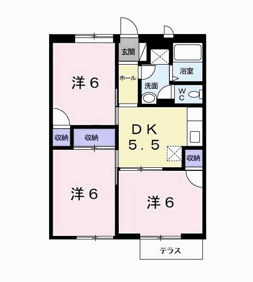 サンパストラル(3DK/1階)の間取り写真