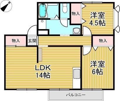 ヴェール伊丹(2LDK/2階)の間取り写真