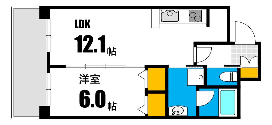 ディアメゾン新白島駅(1LDK/7階)の間取り写真