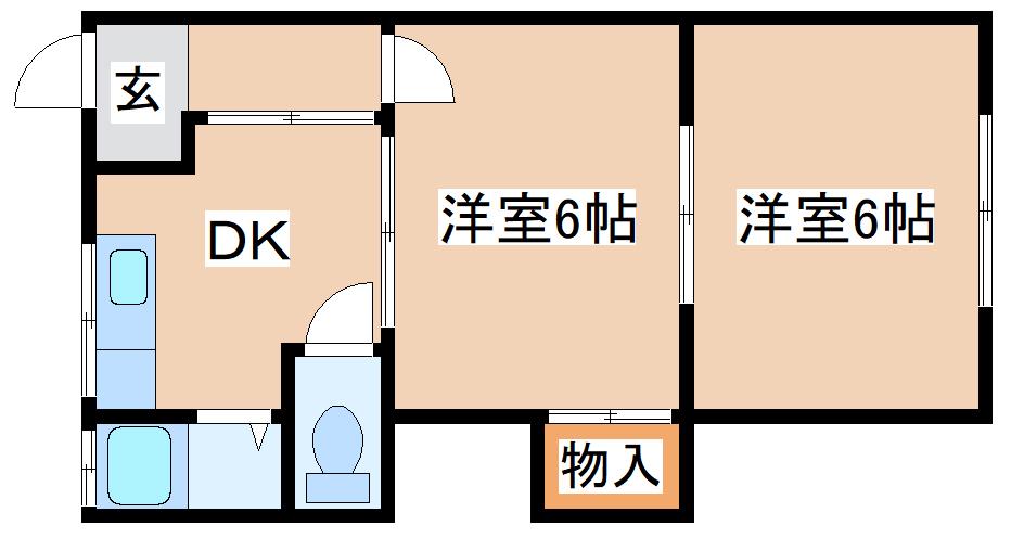 ライズ神戸高取山(2DK/2階)の間取り写真