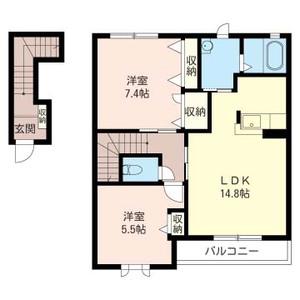フォレスト富士山C棟(2LDK/2階)の間取り写真