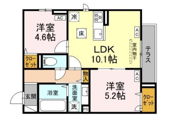 MAISON COCORU(2LDK/1階)の間取り写真