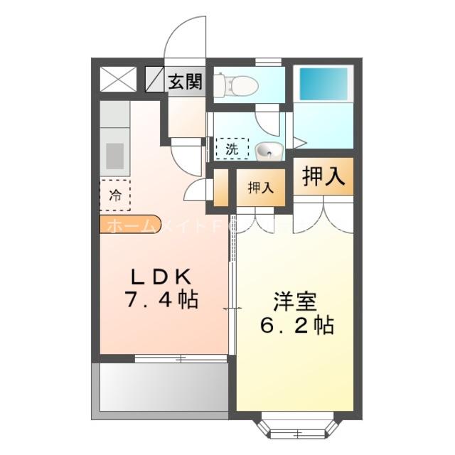 エステート つつじが丘(1LDK/1階)の間取り写真