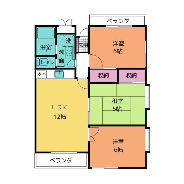 土屋マンション(3LDK/1階)の間取り写真