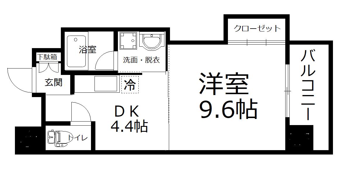 パークビュー小林(1K/2階)の間取り写真