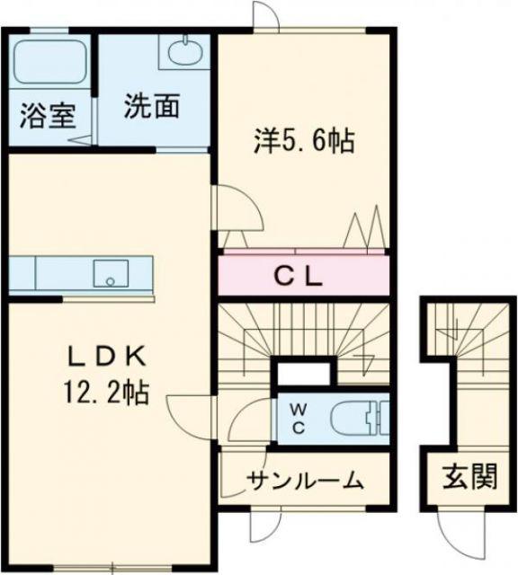 INVOKEII(1LDK/1階)の間取り写真