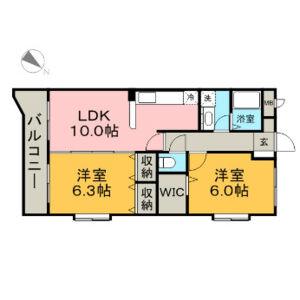 アポロ空港HILL(2LDK/7階)の間取り写真
