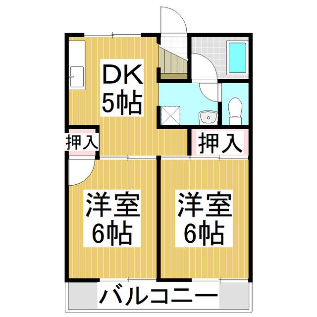 プロスパハイム(2DK/2階)の間取り写真