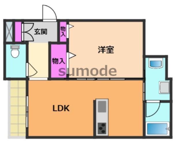 シャーメゾン中総持寺(1LDK/2階)の間取り写真