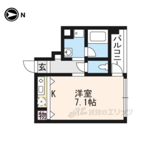 プロスペクト下鴨(ワンルーム/2階)の間取り写真