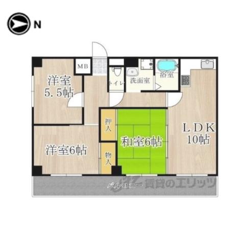 矢埜ハイツ(3LDK/4階)の間取り写真