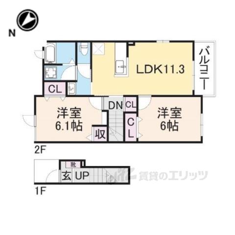 フリーデ・ドレミⅠ(2LDK/2階)の間取り写真