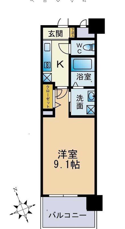 フロンティアききつI(ワンルーム/5階)の間取り写真