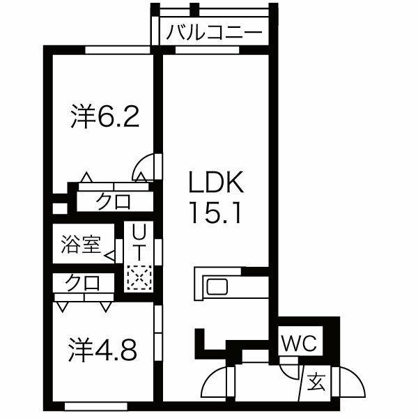 ASTEROPE厚別南(2LDK/2階)の間取り写真