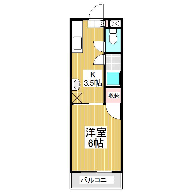 アルファII(1K/3階)の間取り写真