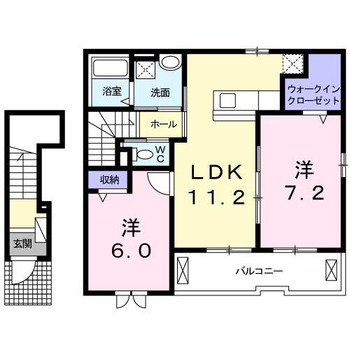 サニーハウス(2LDK/2階)の間取り写真