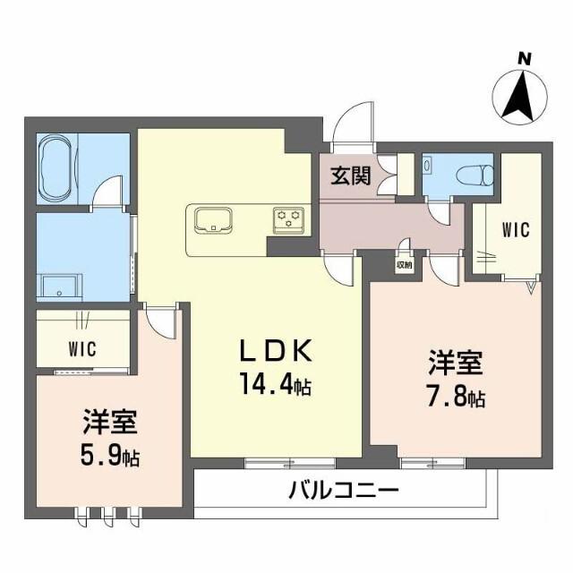 シャーメゾンHARU(2LDK/2階)の間取り写真