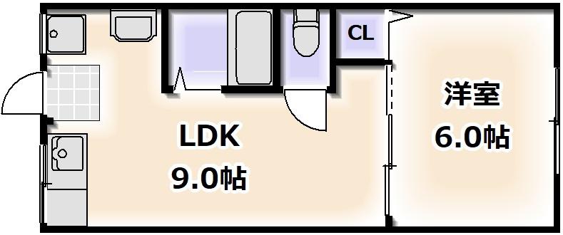 金龍マンション(1LDK/1階)の間取り写真