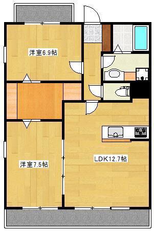 SPRING長嶺南(2LDK/2階)の間取り写真