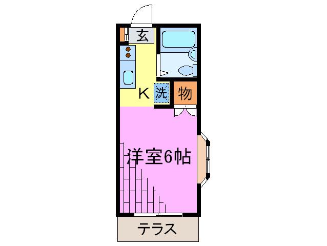 エスポワール国立(1K/1階)の間取り写真