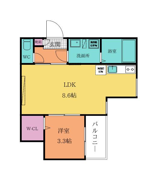 TIDY西小倉(1LDK/1階)の間取り写真