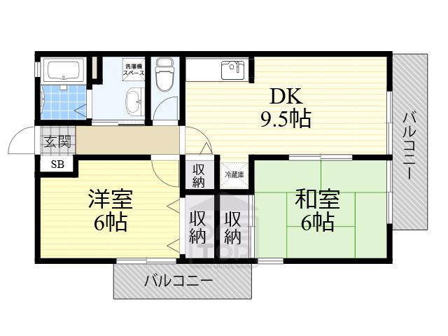 PACIFIC牧落(2DK/1階)の間取り写真