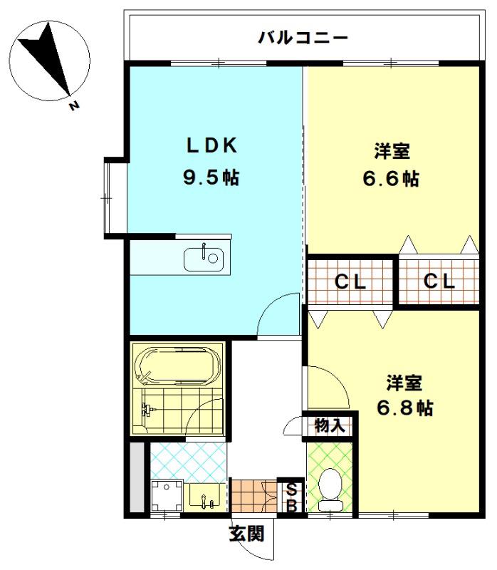 エステートII(2LDK/1階)の間取り写真