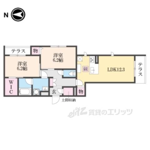 LATOUR桃山(2LDK/1階)の間取り写真
