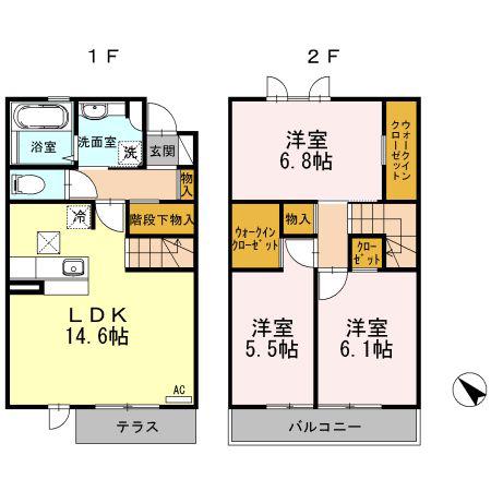 クレスト青山(3LDK/1階)の間取り写真