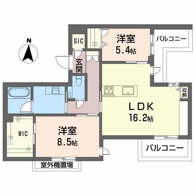 SOIRE 白壁(2LDK/4階)の間取り写真
