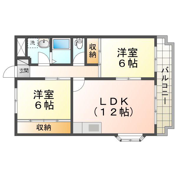 フリーダム武庫の里I(2LDK/3階)の間取り写真