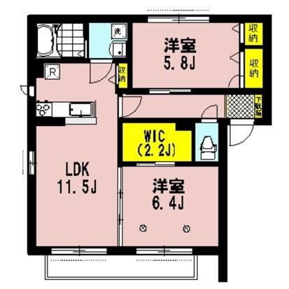 リヴェールコートA・B・C(2LDK/1階)の間取り写真