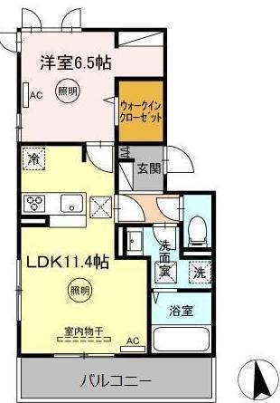 ボヌールK(1LDK/1階)の間取り写真