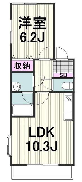 ハイツミモザ(1LDK/2階)の間取り写真