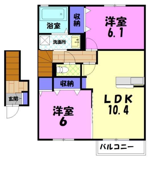 エトワール古瀧Ⅰ(2LDK/2階)の間取り写真