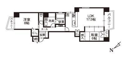 アイディールマキ8(2LDK/2階)の間取り写真
