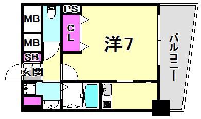 アーバングリーン甲子園(1K/3階)の間取り写真